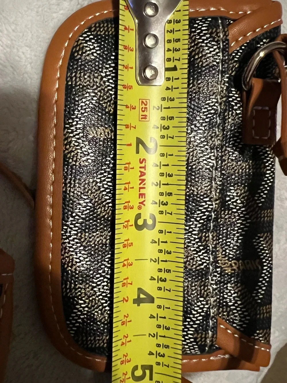Goyard-Style Black & Tan Canvas Tote with Matching Pouch